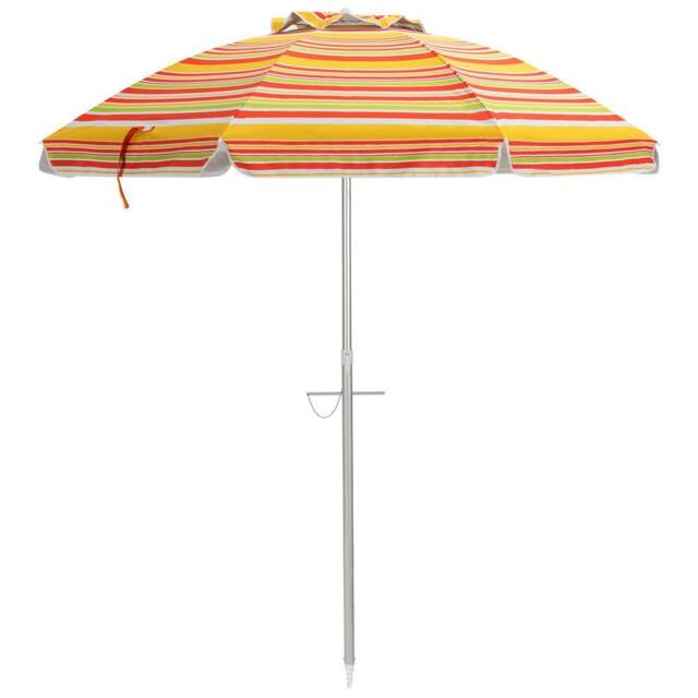 Gymax 2M Beach Umbrella Portable Garden Parasol With Tilt & Sand Anchor in Red - image 1