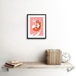 "Artery8 Wall Art Print Fox Jumping Music Art Framed 9x7 inch in Black - Size: W7"" x H9""" - thumbnail 2