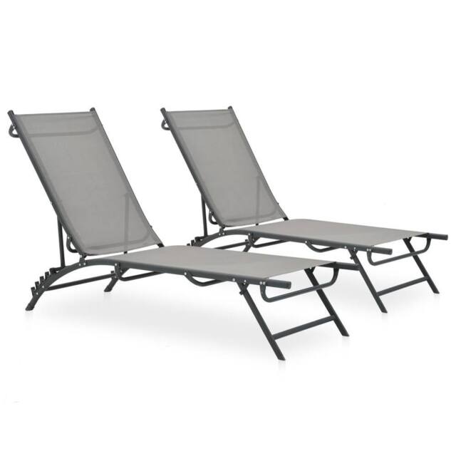 Berkfield Home Sun Loungers 2 pcs Textilene & Steel in Grey - image 1