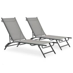 Berkfield Home Sun Loungers 2 pcs Textilene & Steel in Grey