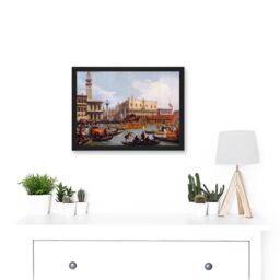 Artery8 Canaletto Bucentaurs Return Venice Italy Painting Artwork Framed Wall Art Print A4 in Black - thumbnail 2