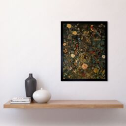 "Artery8 Wall Art Print Audubon Style Birds in Spring Flower Field Modern Art Framed in Black - Size: W12"" x H16""" - thumbnail 2