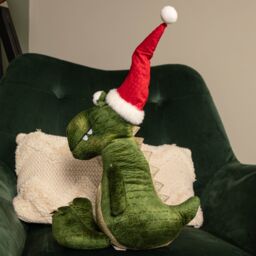 Samuel Alexander 48cm Green Sitting Christmas Dinosaur with Santa Hat - thumbnail 6