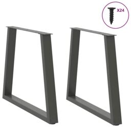 Berkfield Home Dining Table Legs V-Shape 2 pcs Anthracite 70x(72-73.3) cm Steel in Black - thumbnail 3