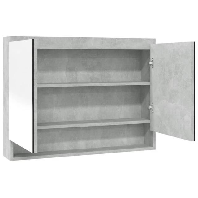 Berkfield Home Bathroom Mirror Cabinet 80x15x60 cm MDF Concrete Grey - Size: 80 x 15 x 60 cm - image 1