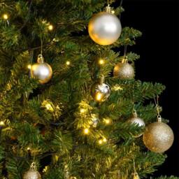Berkfield Home Beautiful Artificial Hinged Christmas Tree 150 LEDs & Ball Set 150 cm in Green
