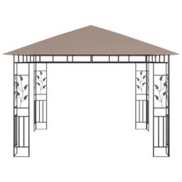 Berkfield Home Gazebo with Mosquito Net&LED String Lights 3x3x2.73 m Taupe in Beige - thumbnail 6