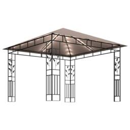 Berkfield Home Gazebo with Mosquito Net&LED String Lights 3x3x2.73 m Taupe in Beige - thumbnail 4