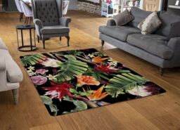 Benjamin Tate Design Tropical Flowers & Plant Leaves Rug in Natural - Size: Large - thumbnail 2