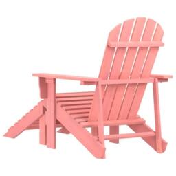 Berkfield Home Elegant Garden Adirondack Chair with Ottoman Solid Fir Wood Pink - thumbnail 4