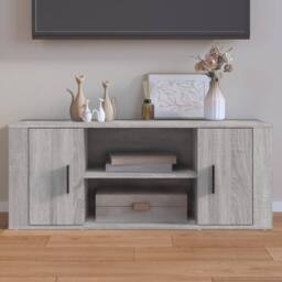 Berkfield Home TV Cabinet Grey Sonoma 100x35x40 cm Engineered Wood - Size: 100 x 35 x 40 cm - thumbnail 2