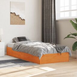 Berkfield Home Bed Frame without Mattress Wax Brown 90x190 cm Single Solid Wood Pine - thumbnail 3