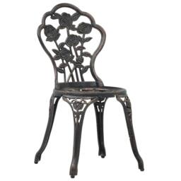 Berkfield Home Elegant 3 Piece Bistro Set Cast Aluminium in Brown - thumbnail 8