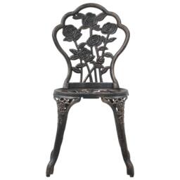 Berkfield Home Elegant 3 Piece Bistro Set Cast Aluminium in Brown - thumbnail 9