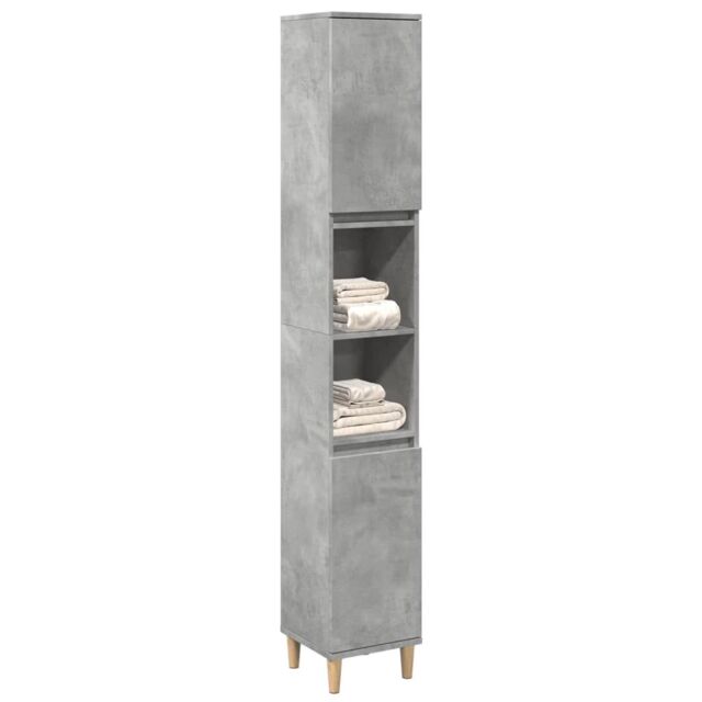 Berkfield Home Bathroom Cabinet Concrete Grey 30x30x190 cm Engineered Wood - Size: 30 x 30 x 190 cm - image 1