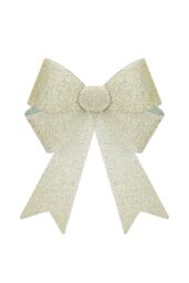 VFM e-Store Tinsel Bow Christmas Decoration X 1 22cm x 32cm x 7cm Champagne in Ivory - Size: 22 cm x 32 cm x 7 cm - thumbnail 1