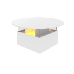 KEEPREAPER Round LED Coffee Table with Storage & 2 Sliding Drawers Acrylic in White - thumbnail 8