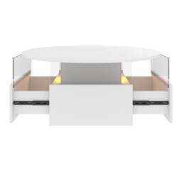 KEEPREAPER Round LED Coffee Table with Storage & 2 Sliding Drawers Acrylic in White - thumbnail 5
