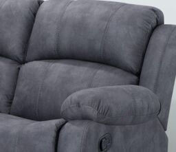 Furnishings For Less UK Alaska Grey Fabric Reclining Corner Sofa 5 Seater Suede Manual Recliner Comfortable Padded Arms - thumbnail 2