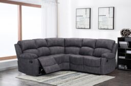 Furnishings For Less UK Alaska Grey Fabric Reclining Corner Sofa 5 Seater Suede Manual Recliner Comfortable Padded Arms - thumbnail 1