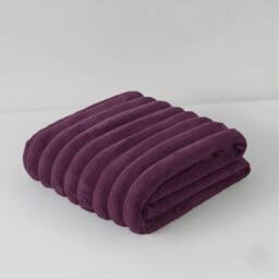 Snug City Chunky Ribbed Mink Throw Ultra Soft Warm Elegant Blanket for Sofa Bed in Plum - Size: 200 cm x 240 cm - thumbnail 2