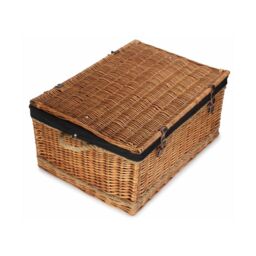 Red Hamper 72cm Double Steamed Rope Handled Wicker Trunk Black Cotton Lining - thumbnail 2
