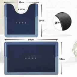 FLAVORA Absorbent Non-slip Kitchen Mats Quick Drying in Blue - Size: 100 cm diameter - thumbnail 2