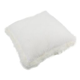Native Natural White Linen Cushion Sheepskin Trim 45x45cm - Size: Double - thumbnail 4