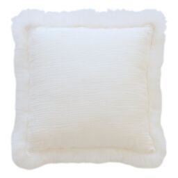 Native Natural White Linen Cushion Sheepskin Trim 45x45cm - Size: Double - thumbnail 3