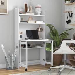 HOMCOM Writing Desk with Foldable Desktop for Bedroom, Home Office, White - thumbnail 1