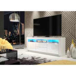Creative Furniture Shine TV Unit 160cm - White with Gloss Doors & LED Lights - thumbnail 6