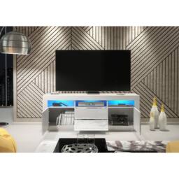 Creative Furniture Shine TV Unit 160cm - White with Gloss Doors & LED Lights - thumbnail 3