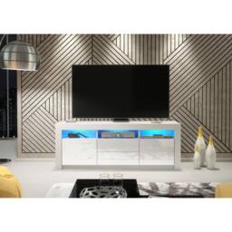 Creative Furniture Shine TV Unit 160cm - White with Gloss Doors & LED Lights - thumbnail 2