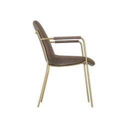 Lemon Pavilion Furniture Carlo Arms Dining Chair (Pack of 2) - Textured Velvet/Metal - Taupe - thumbnail 3