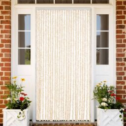 Berkfield Home Fly Curtain Beige & White 100x230 cm Chenille - thumbnail 1