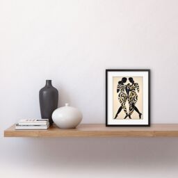 "Artery8 Wall Art Print Women with Abstract Pattern Dress Matisse Inspired Silhouettes Body Line Symmetry Artwork Framed 9X7 Inch - Size: W7"" x H9""" - thumbnail 2