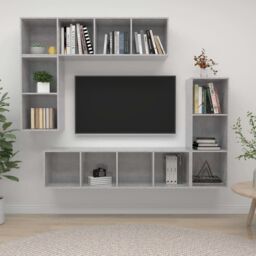 Berkfield Home 4 Piece TV Cabinet Set Concrete Grey Engineered Wood - thumbnail 1