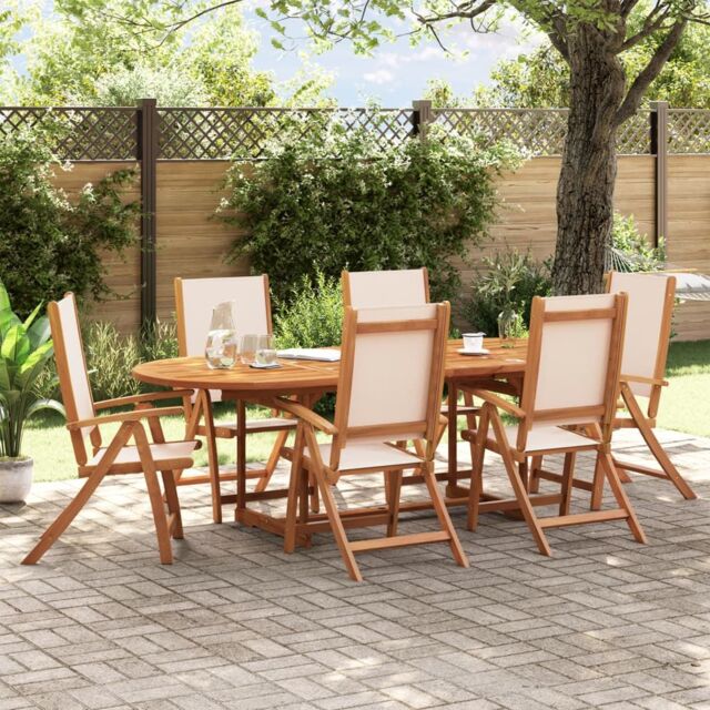 Berkfield Home Folding Garden Chairs 6 pcs Solid Wood Acacia & Textilene in Brown - image 1