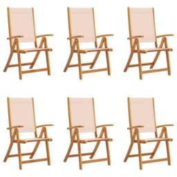 Berkfield Home Folding Garden Chairs 6 pcs Solid Wood Acacia & Textilene in Brown - thumbnail 2