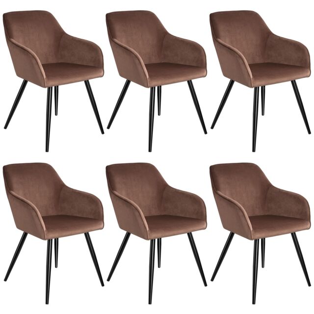tectake Dining Chair Marilyn Set Of 6 - Brown/Black in Brown - Size: 6 Pack - image 1
