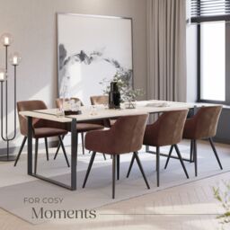 tectake Dining Chair Marilyn Set Of 6 - Brown/Black in Brown - Size: 6 Pack - thumbnail 8