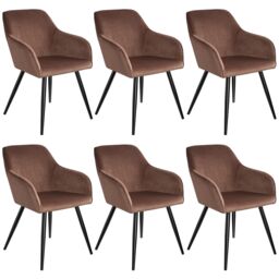 tectake Dining Chair Marilyn Set Of 6 - Brown/Black in Brown - Size: 6 Pack - thumbnail 1