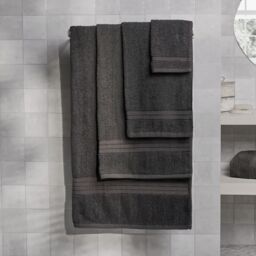 OHS 10 Pack of 100% Cotton Bathroom Hand Towel in Charcoal - thumbnail 2
