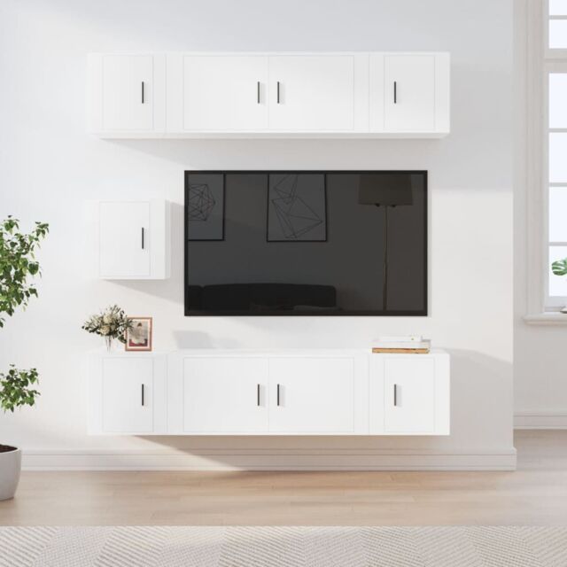 Berkfield Home 7 Piece TV Cabinet Set White Engineered Wood - image 1