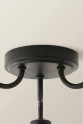 ValueLights Bourton Cream Ribbed Dome 3 Arm Ceiling Pendant Light with Bulbs in Black - thumbnail 5