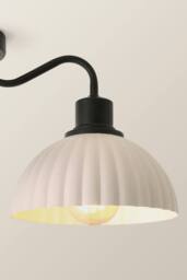 ValueLights Bourton Cream Ribbed Dome 3 Arm Ceiling Pendant Light with Bulbs in Black - thumbnail 4