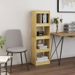Berkfield Home Book Cabinet Room Divider 40x30x135.5 cm Pinewood in Brown - thumbnail 1
