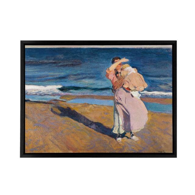 "Artery8 Sorolla Fisherwomen With Her Son Framed Canvas Wall Art Print - Size: W12"" x H16""" - image 1