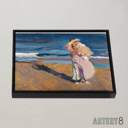"Artery8 Sorolla Fisherwomen With Her Son Framed Canvas Wall Art Print - Size: W12"" x H16""" - thumbnail 2