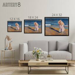 "Artery8 Sorolla Fisherwomen With Her Son Framed Canvas Wall Art Print - Size: W12"" x H16""" - thumbnail 4